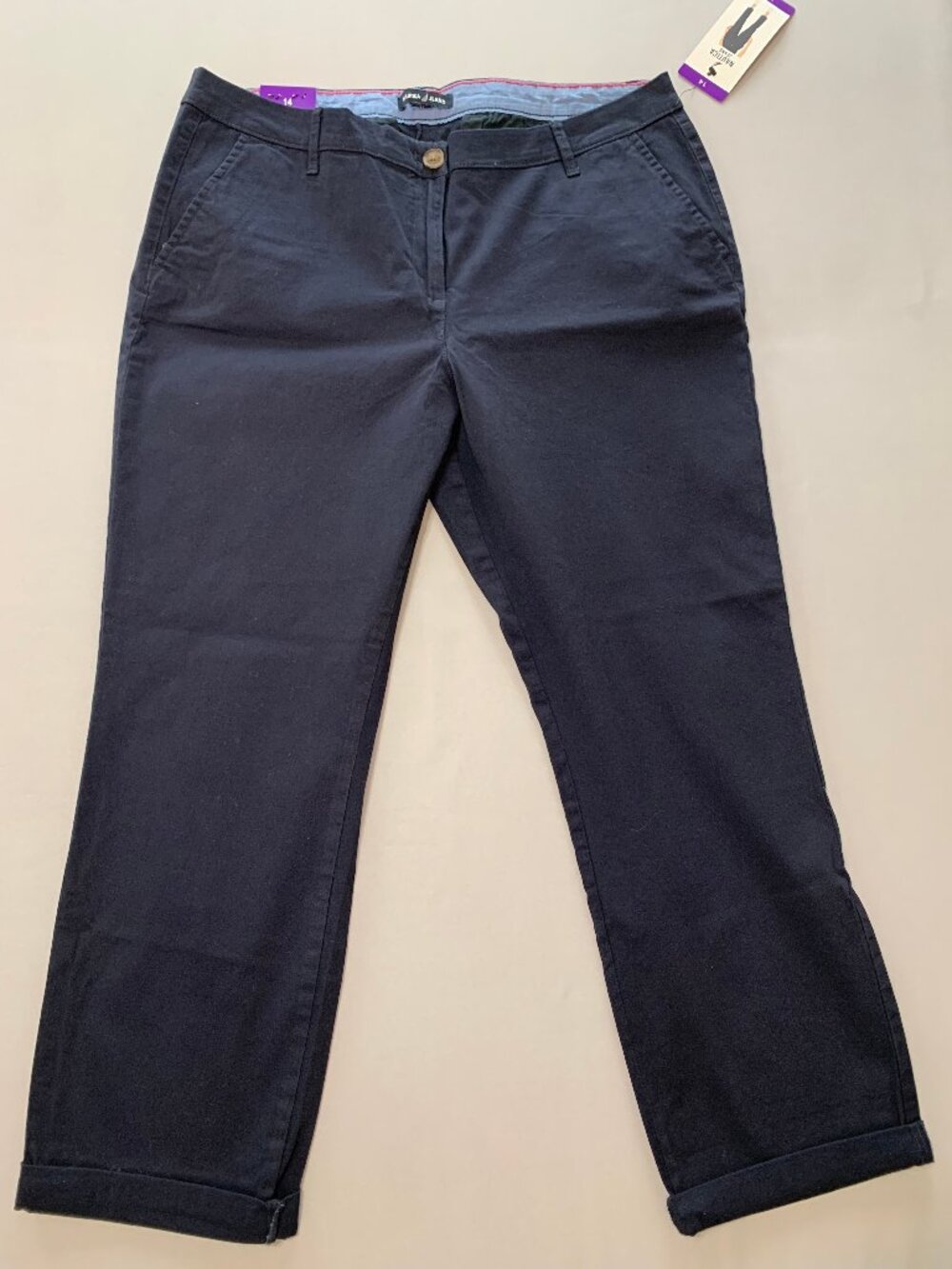 Brand New Nautica Women Navy Blue Khakis/Chinos Pants Ankle Size 14
